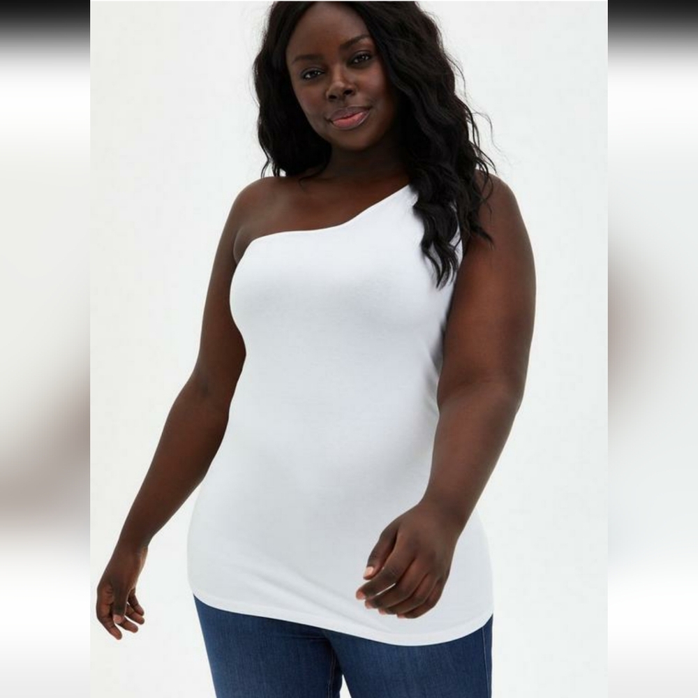 Torrid White One-Shoulder Top